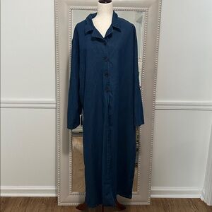 Luxe Noir by Lucerne Labidou Long Denim Shirt/Duster, Size 4x,,100% Cotton